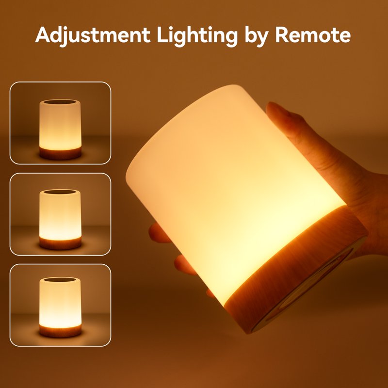 Dimmable RGB Night Light Table Lamp with Remote for Bedroom Nursery