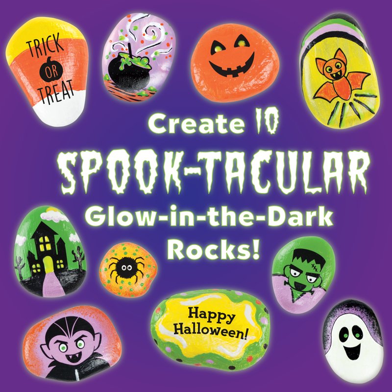 Halloween Rock Painting Kit with Glow-in-the-Dark Paint and Spooky Transfers | Kids Crafts for Outdoors