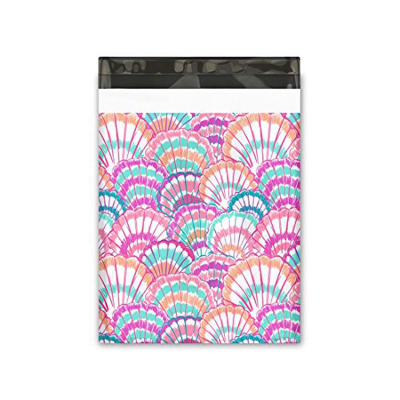10x13 Seashell Designer Poly Mailers - Shipping Envelopes with Secure Self-Adhesive Strip