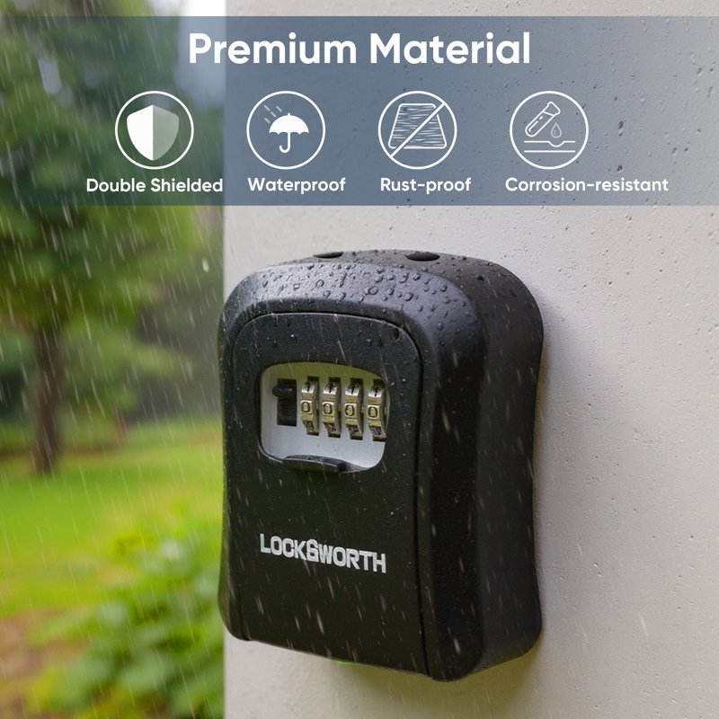 Outdoor Key Lock Box - Wall-Mounted Weatherproof Safe for 9 Keys