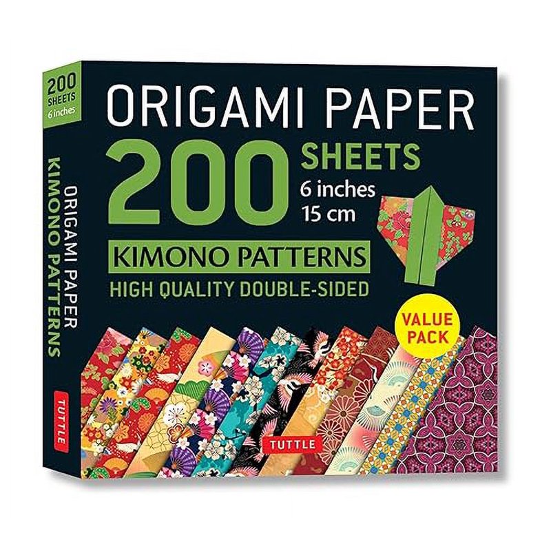 200 Sheets Origami Paper with Kimono Patterns - Double-Sided 15cm Craft Sheets