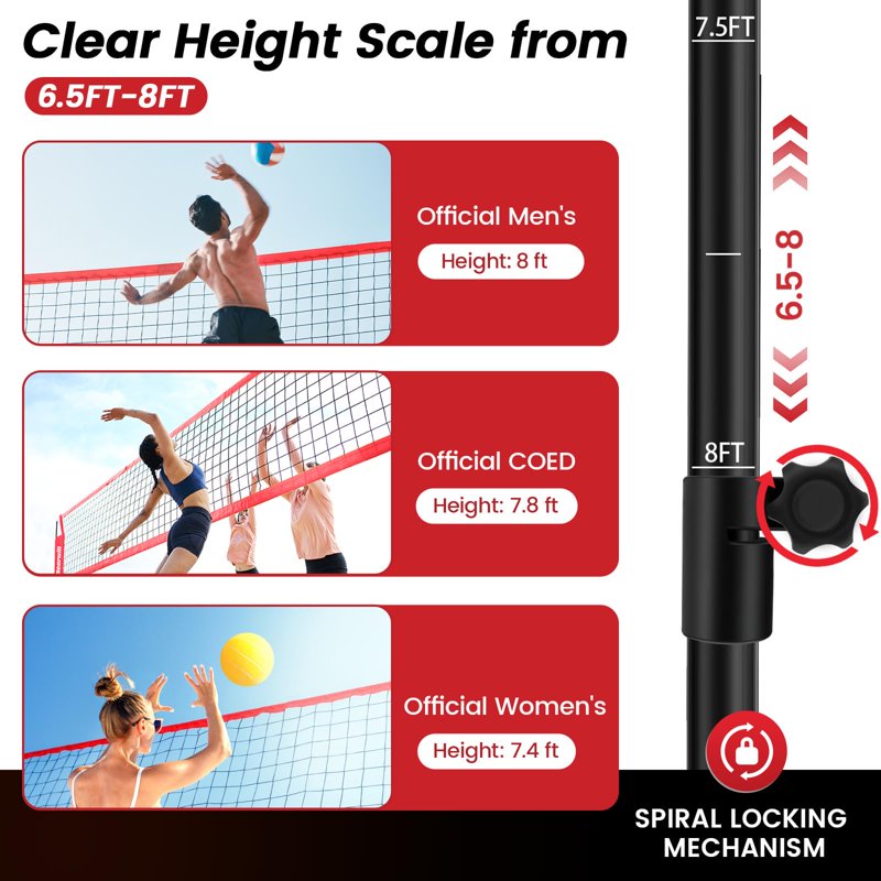 Adjustable Volleyball Practice Net System for Indoor Outdoor Training