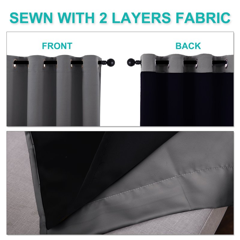 Blackout Window Curtains Grommet Insulated Drapes for Bedroom & Living Room