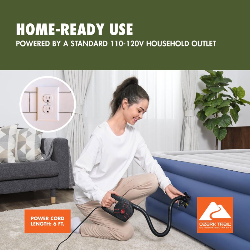 Electric Air Pump for Inflatable Items - High Pressure, Rapid Inflation, Includes 5 Valves
