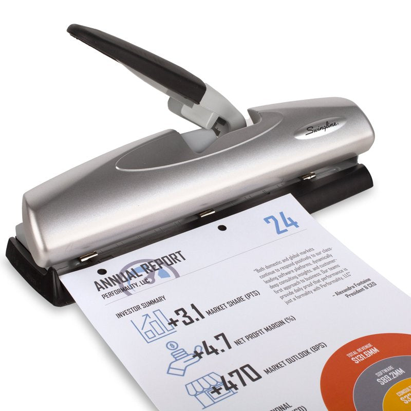 Heavy-Duty Desktop Hole Punch 2-7 Holes, 20 Sheets Capacity, LightTouch Lever