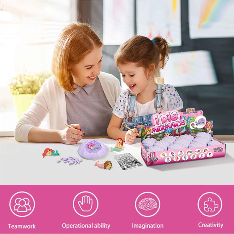 Kids Mermaid Dig Kit with Excavation Blocks and Treasure Hunt - STEM Educational Toy for Ages 6-12