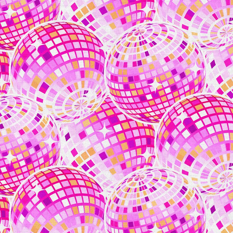 Pink Cotton Disco Ball Fabric — 42 Inch Wide for Sewing & Crafts