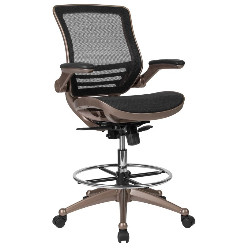 Mid-Back Mesh Drafting Chair with Adjustable Height and Lumbar Support