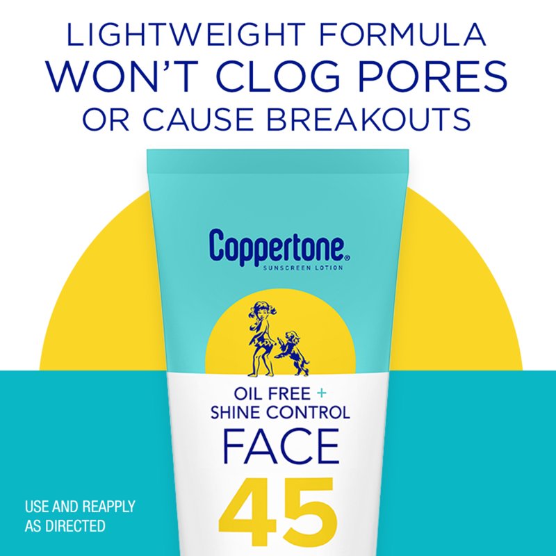 Oil Free SPF 45 Sunscreen Face Lotion - Shine Control, Broad Spectrum UV Protection