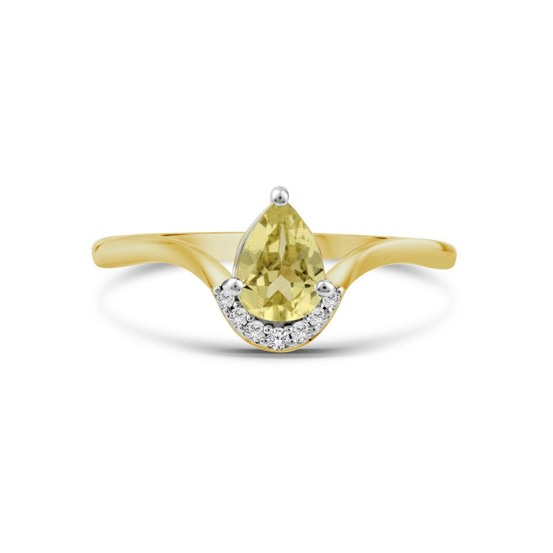 Yellow Sapphire and Lab Grown Diamond Accent Ring in 14K Gold-Plated Sterling Silver - Women’s Jewelry