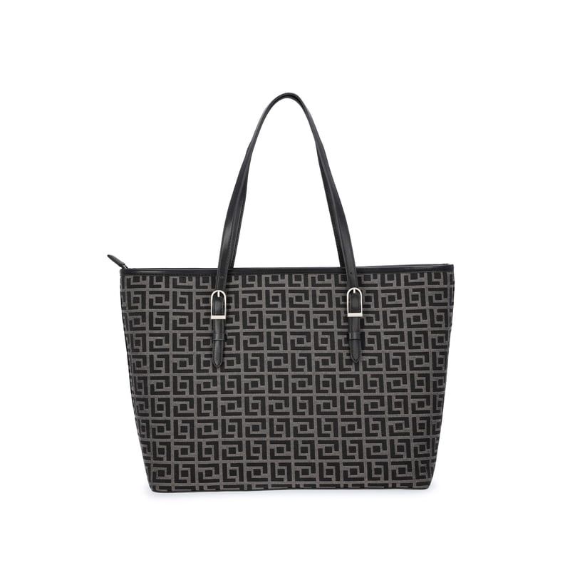Women's Savannah Tote Bag with Detachable Pouch - Black Jacquard