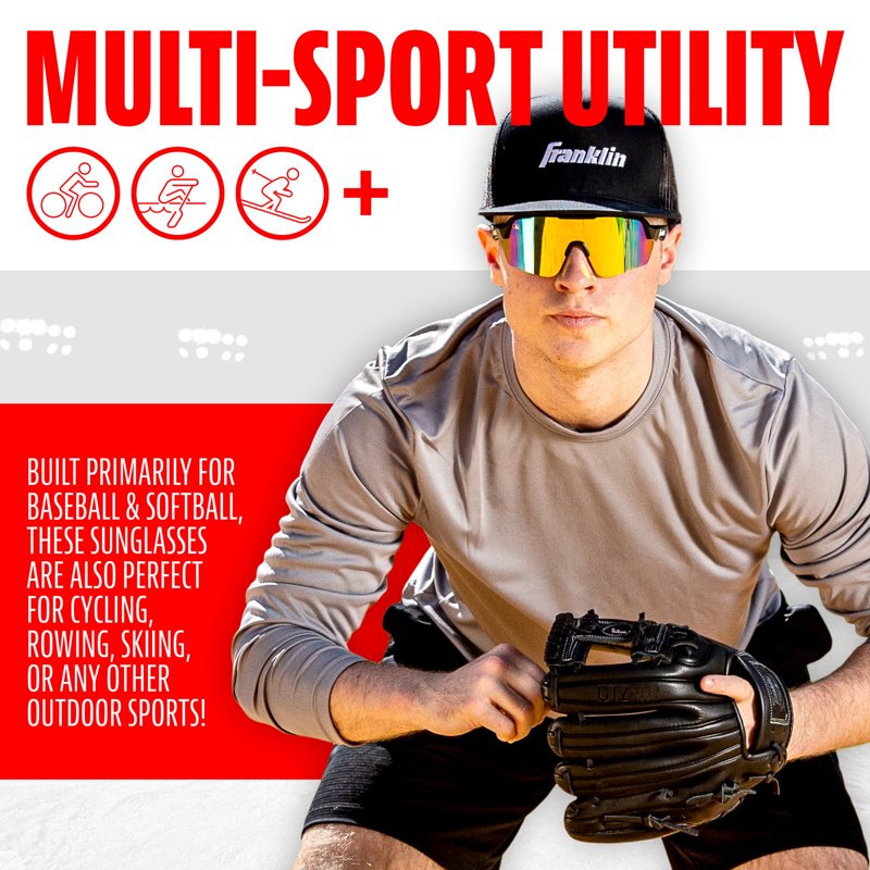 Baseball and Softball Sunglasses for Kids and Adults - UV Protection, Impact-Resistant Lightweight Sport Glasses with Carry Case
