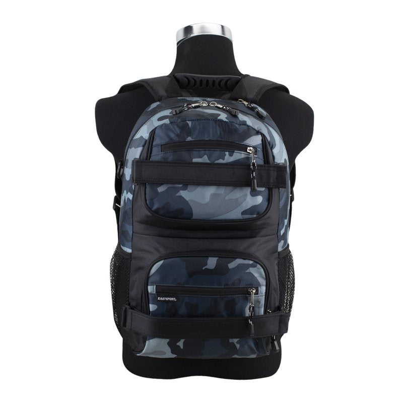 Unisex Dual Strap Skater Backpack with Laptop Compartment - Midnight Camo