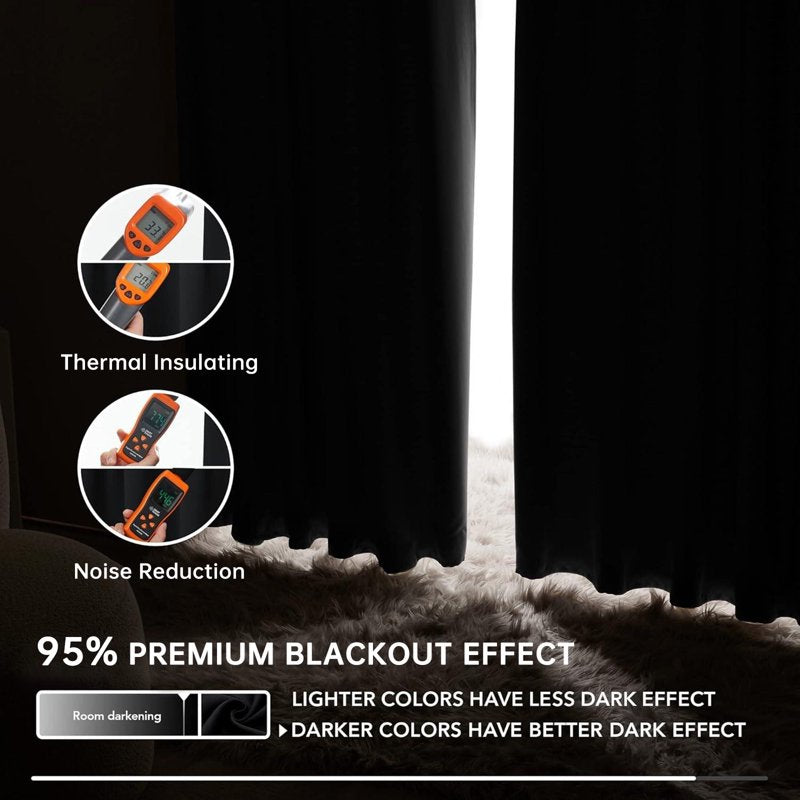 Blackout Curtains for Bedroom Thermal Insulated Room Darkening Window Drapes Set of 2