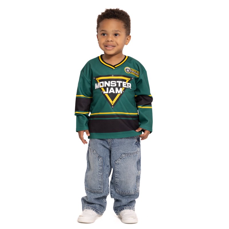 Toddler Boys Monster Jam Graphic Hockey Jersey Long Sleeve Sports Shirt