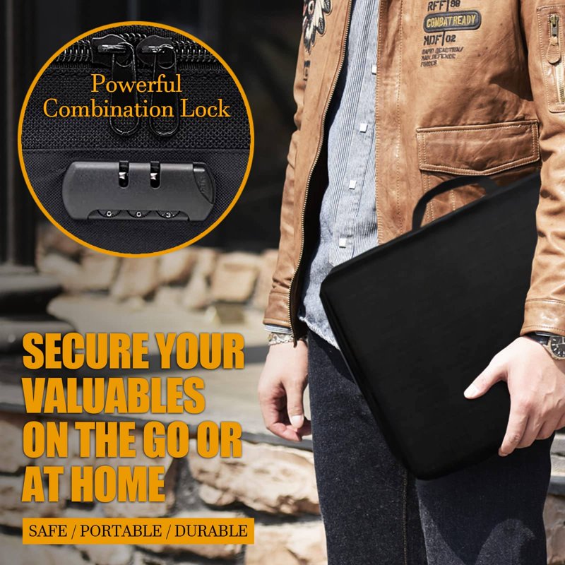 Fireproof Waterproof Document Bag with Lock - Large Capacity Safe Storage Case