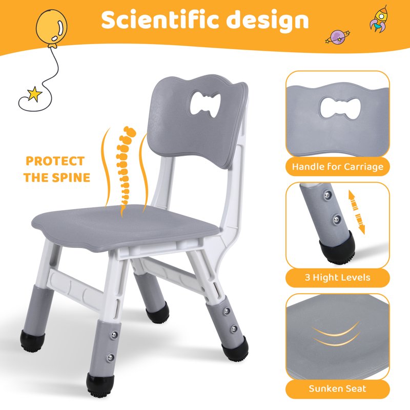 Kids Adjustable Activity Table and Chair Set with Graffiti Desktop - Safe Toddler Furniture for Daycare & Home