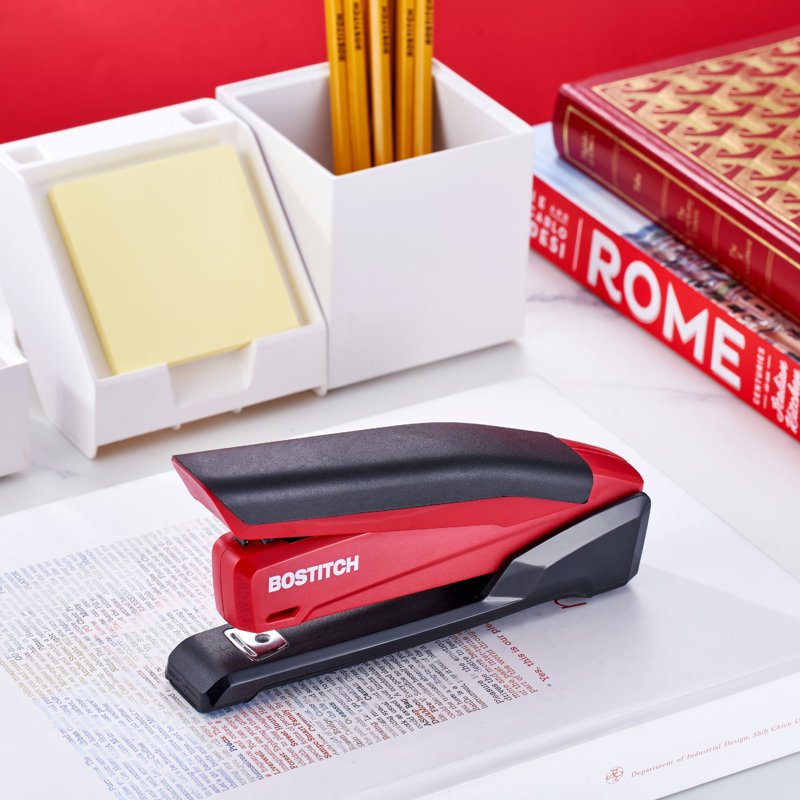 Bostitch PaperPro One-Finger Desktop Stapler, 20-Sheet Capacity, Red