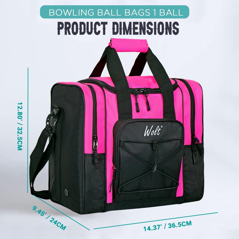 WOLT Bowling Ball Tote Bag for Women Pink – Single Ball Holder, Padded, 2 Shoes Pockets