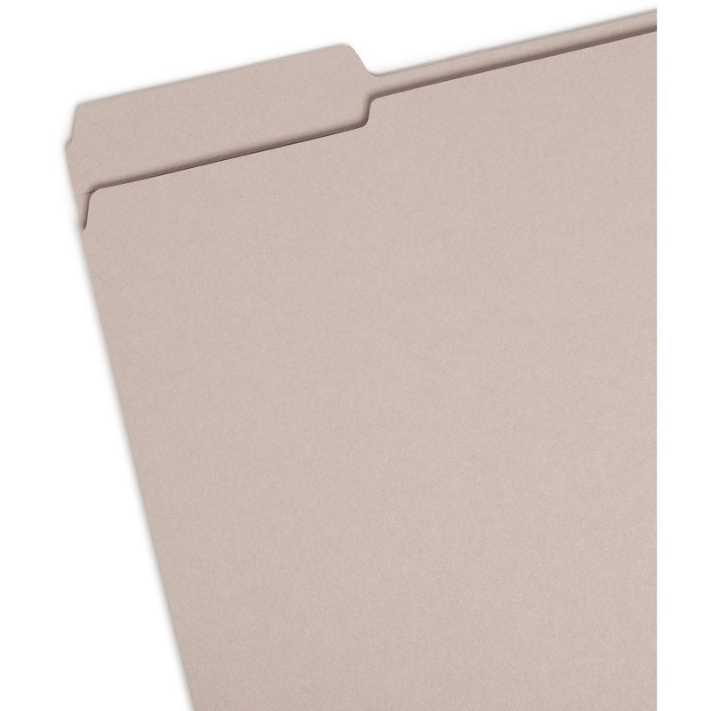 File Folders with Reinforced Top Tabs, 1/3 Cut, Letter Size, Gray, 100 Pack