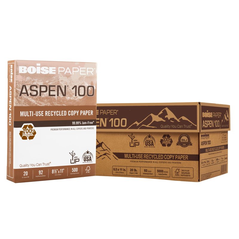 Recycled Multipurpose Printer & Copier Paper - 92 Bright, 20lb, 8.5 x 11, White
