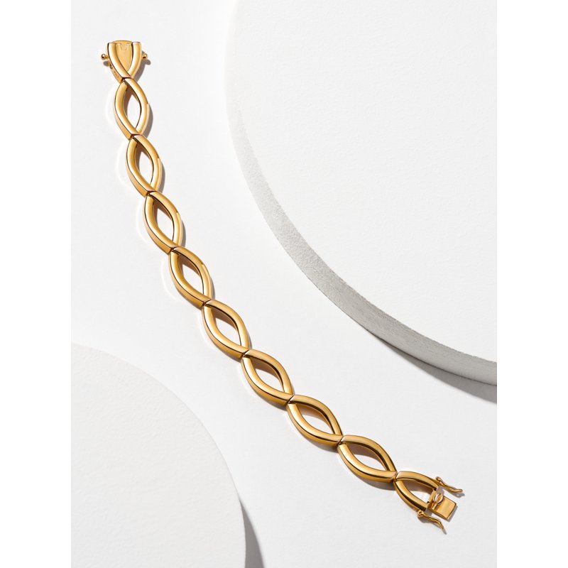 Women's Gold Over Brass Link Bracelet 7.5 Inch Jewelry Accessory