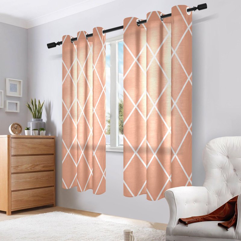 Sheer Curtain Set 2 Panels Grommet Light Filtering Drapes for Bedroom & Living Room