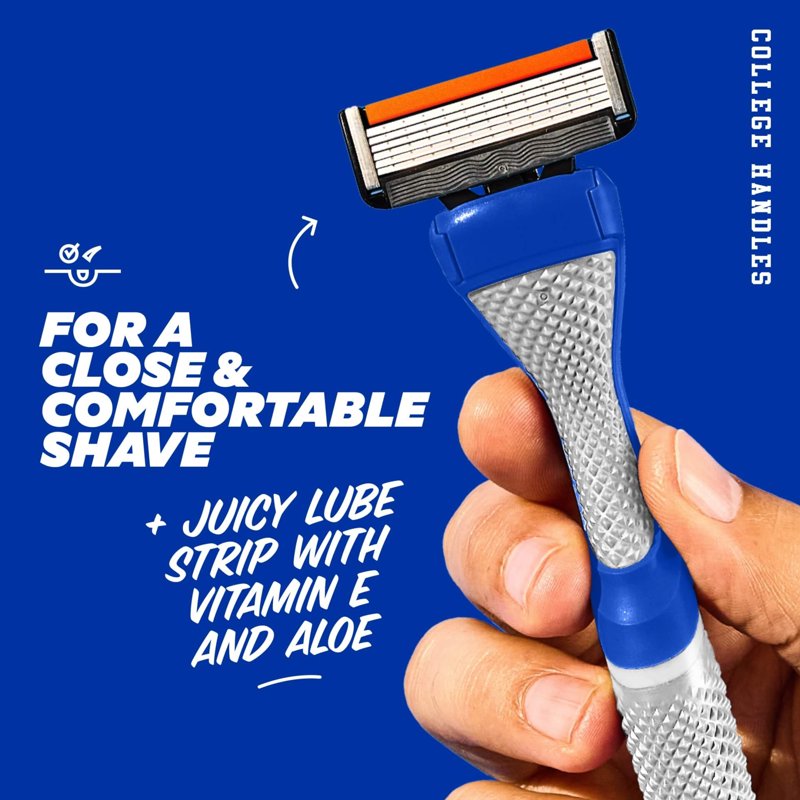 Men's 6-Blade Razor Starter Set with Custom School Colors - Reusable Handle