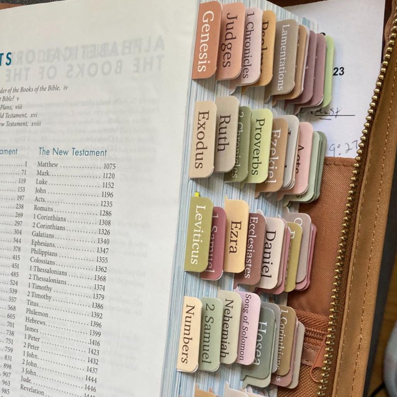 Laminated Bible Tabs for Men & Women - 450 Study Index Labels in Morandi Sunset & Boho Themes