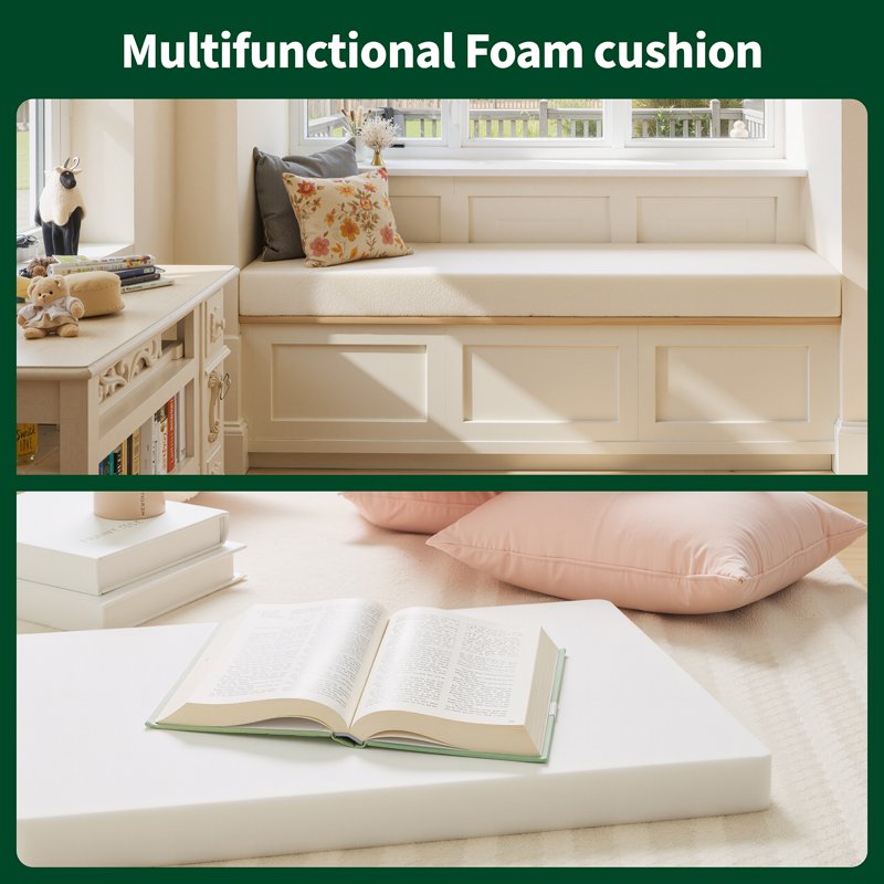 High-Density Foam Cushion Replacement Pads 24x24 Inches 2-Pack for Sofa, Bench & Home Seating