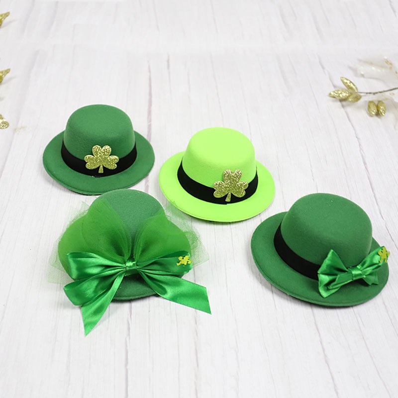 St Patrick's Day Costume Hat Green Shamrock Leprechaun Top Hat Party Accessory
