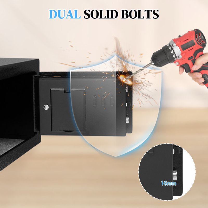 Wall-In Style Electronic Digital Safe Box 0.17 Cu Ft Security Safe with Key Lock