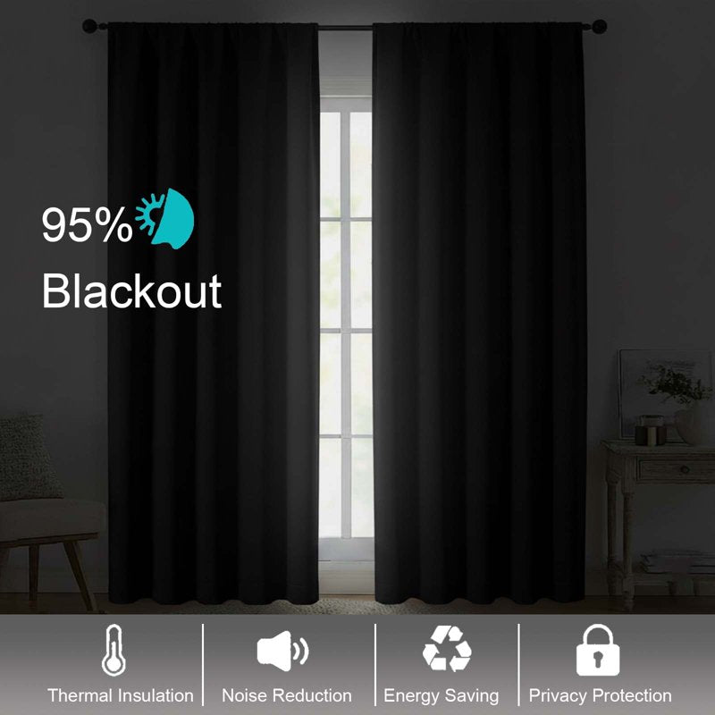 Blackout Curtains 2-Pack - Thermal Insulated Solid Window Drapes for Bedroom & Living Room