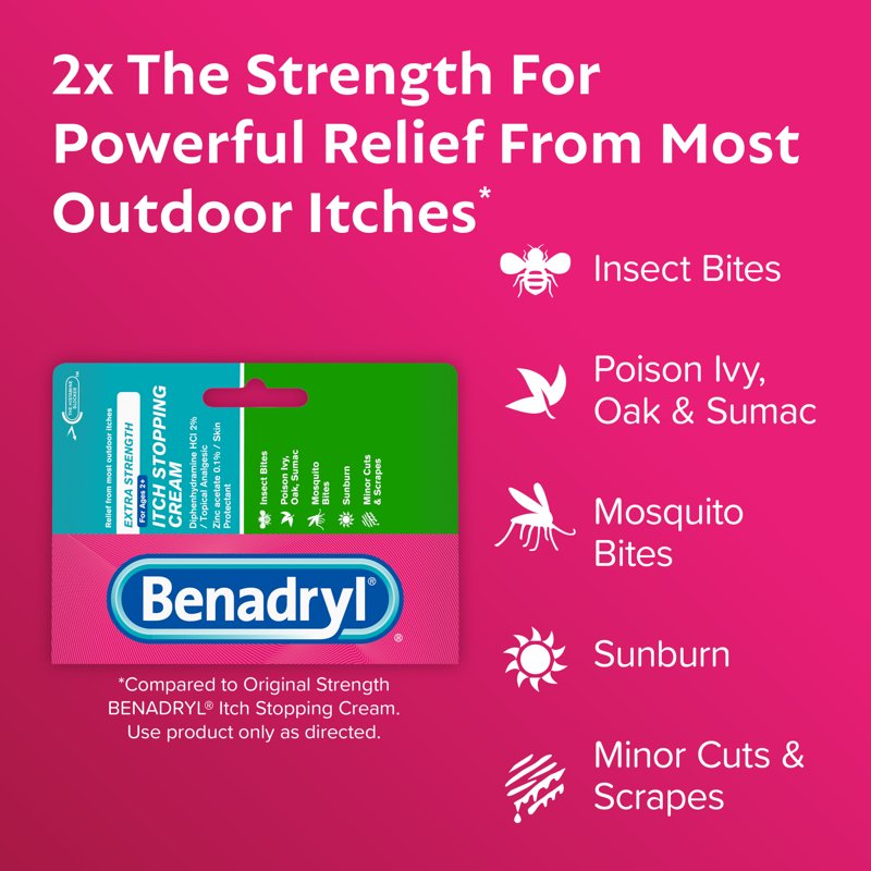 Benadryl Extra Strength Itch Relief Cream - 3 Pack, Topical Analgesic, 1 oz