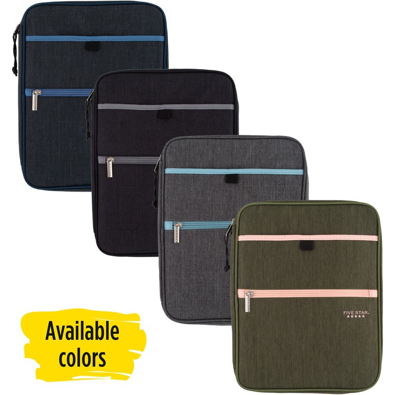 1-Inch Zipper Binder with 225 Sheets, Multi-Colored, Organizer with Pockets
