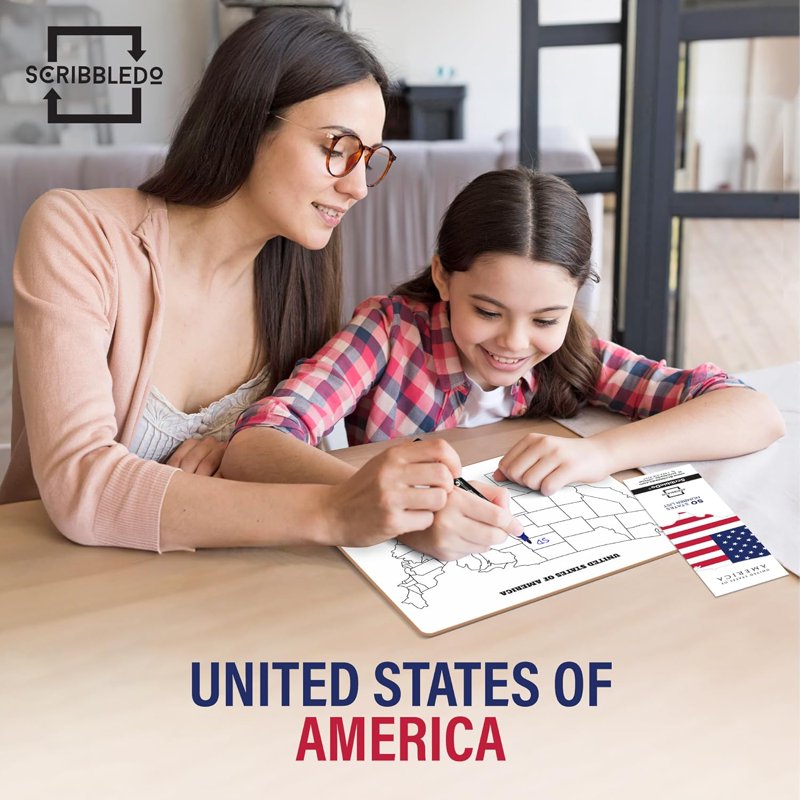 United States Map Whiteboard - 11x14 Classroom Dry Erase Board for Learning