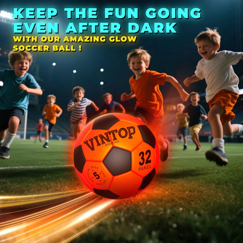 Light Up Soccer Ball – Size 5, LED Glow in the Dark, Impact Activated