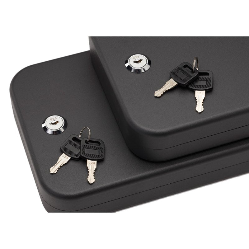 2 Pack Keyed Lock Box - Secure Pistol Safe with Steel Cable, 10x7x2 Inch