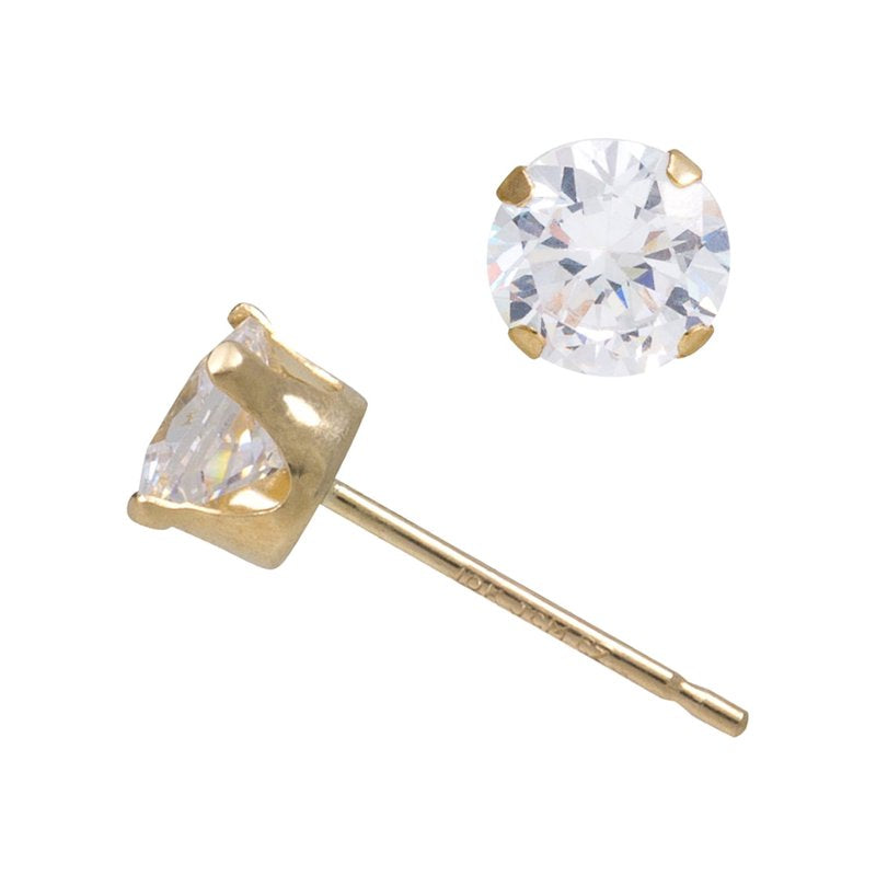 Gold-Plated Cubic Zirconia Stud Earrings - 4mm Elegant Jewelry Gift