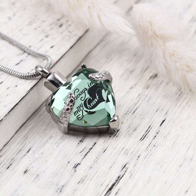 Memorial Cremation Necklace for Ashes Heart Pendant Remembrance Jewelry