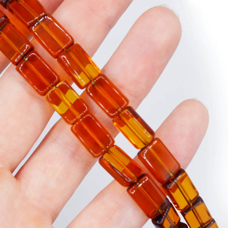 Glass Rectangle Bead Strand for Jewelry Making - Brown, 1 Piece