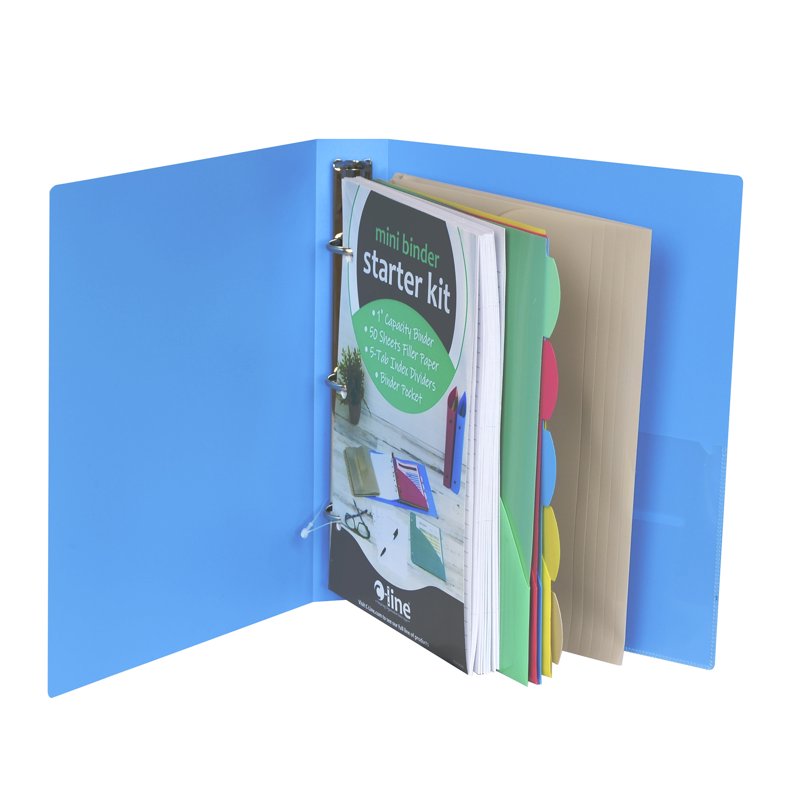 Mini Size Binder Starter Kit Assorted - Portable Document Organization Set