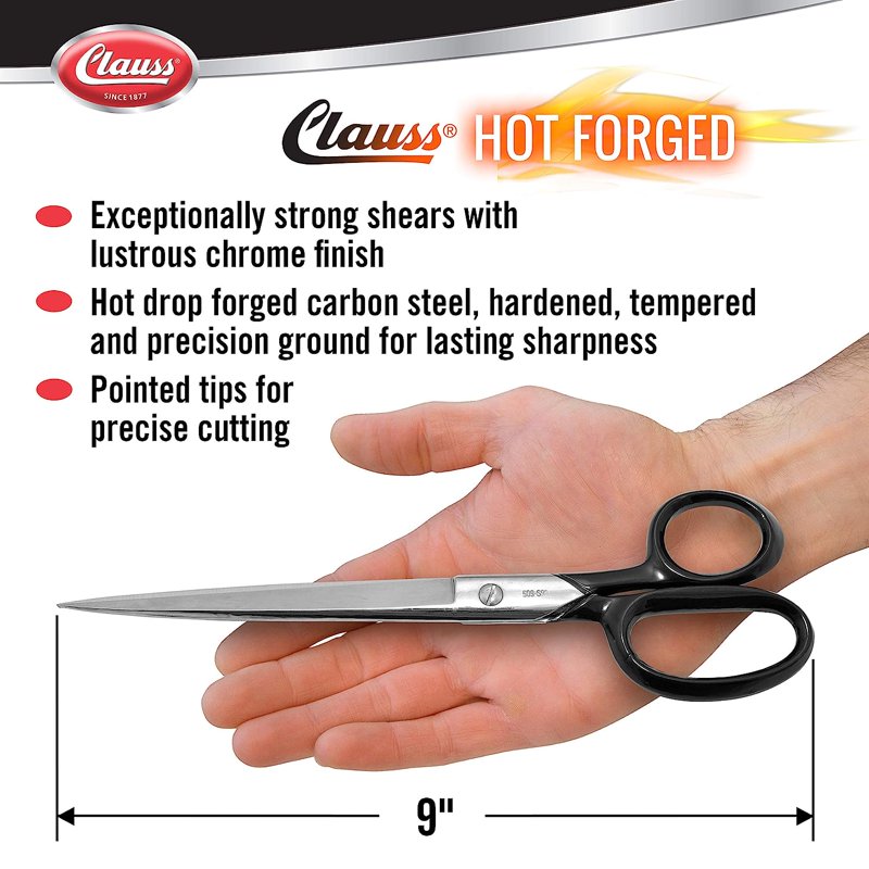 Ambidextrous Fabric & Ribbon Shears - 9 Inch Straight Steel Blades