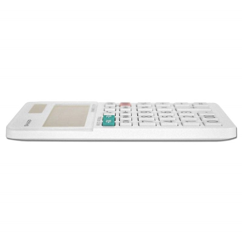 10-Digit Handheld Calculator with Solar Power & Large LCD, White