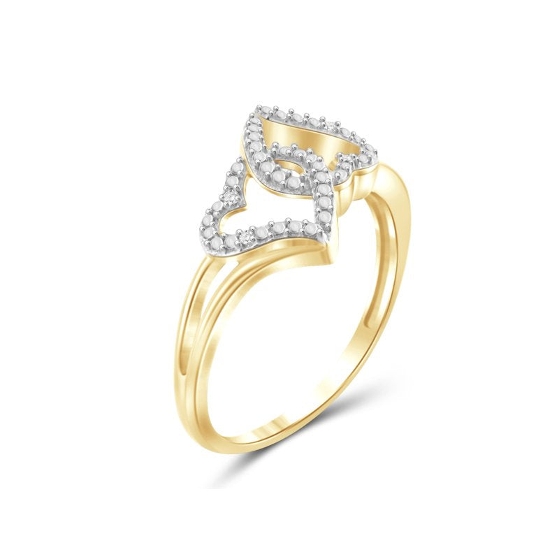 Elegant 14K Gold Plated Silver Diamond Ring for Women - Multiple Sizes