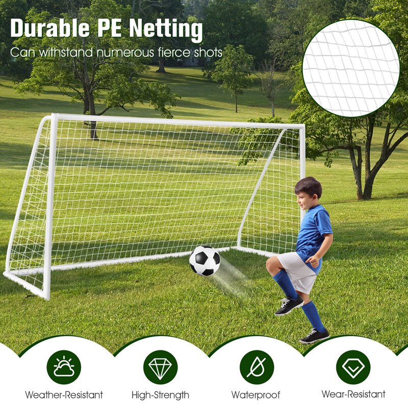All-Weather Soccer Goal 12 x 6 ft with UPVC Frame – Portable Backyard Practice