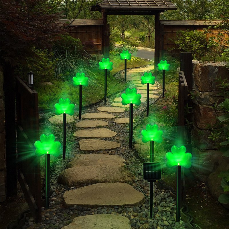 Outdoor St Patrick's Day Solar Pathway Lights - Lucky Sign Garden Decor
