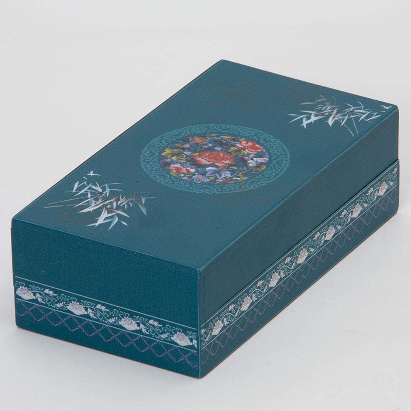 Wooden Secret Puzzle Box with Sliding Mechanism and Hidden Compartment, Teal Decor