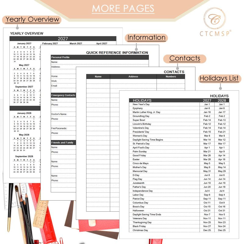 2027 Weekly Monthly Planner Calendar Notebook 6.3x8.5 Inches Hardcover Schedule