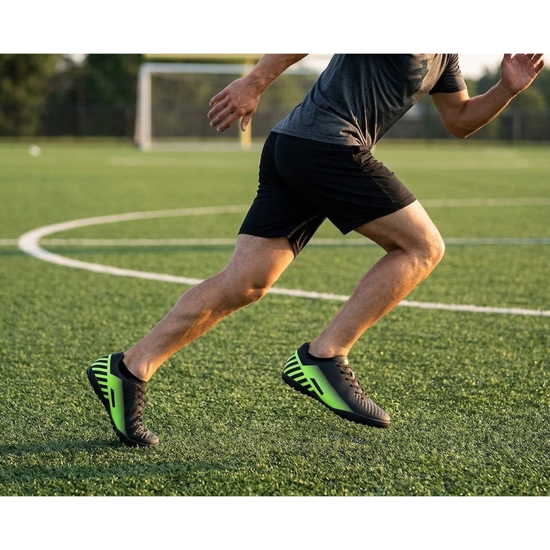 Vizari Santos 8.5 Men's Women’s Turf Soccer Cleats - Black/Green Two-Color Synthetic Upper